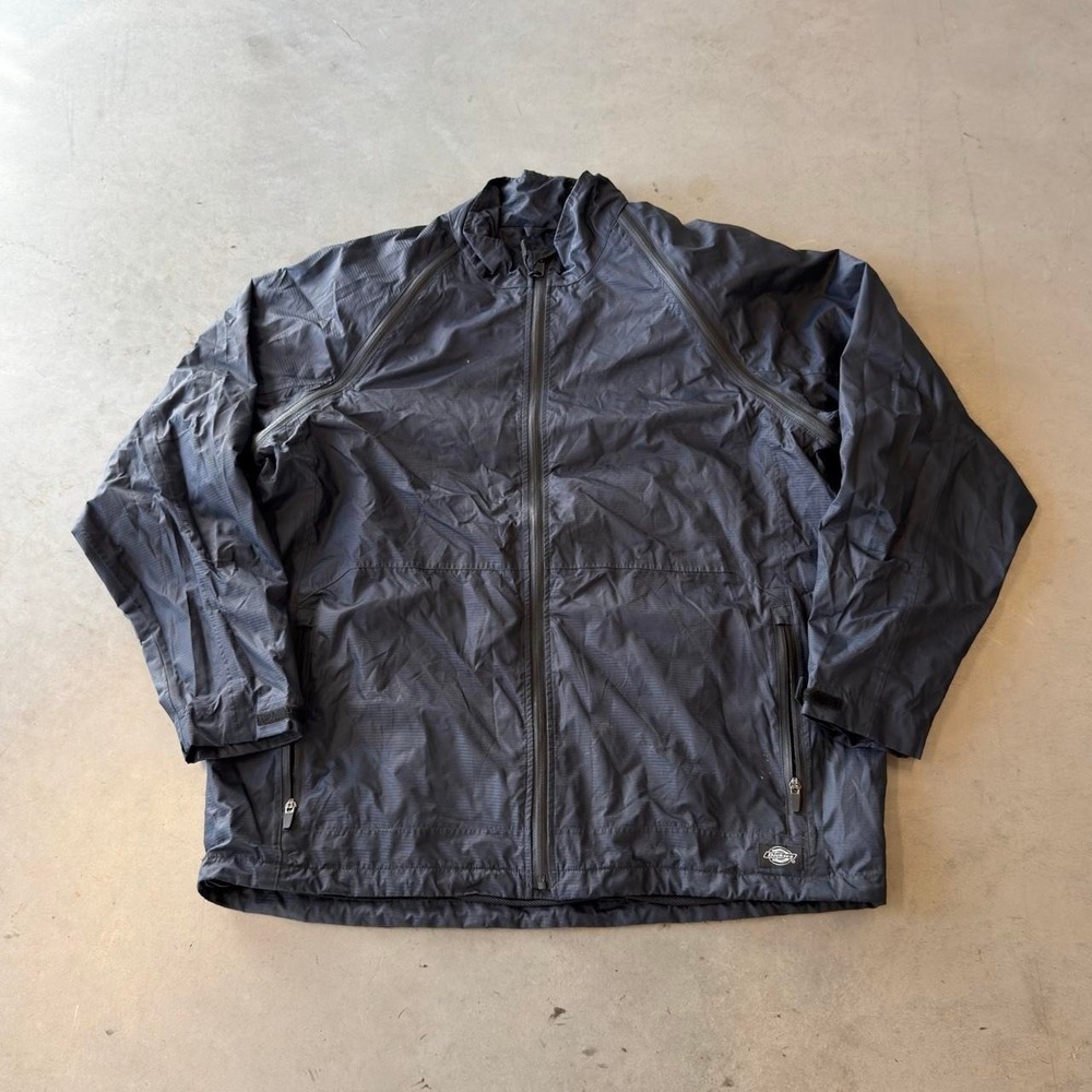 Dickies storm navy blue zip up windbreaker with zip off sleeves